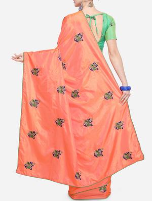 conversational peach embroidered saree with blouse - 15928495 - Standard Image - 2
