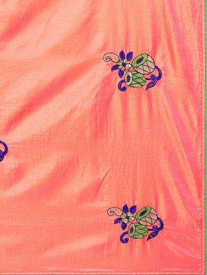 conversational peach embroidered saree with blouse - 15928495 - Standard Image - 4