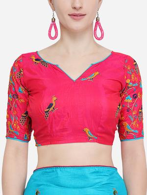 conversational sky blue embroidered saree with blouse - 15928501 - Standard Image - 3