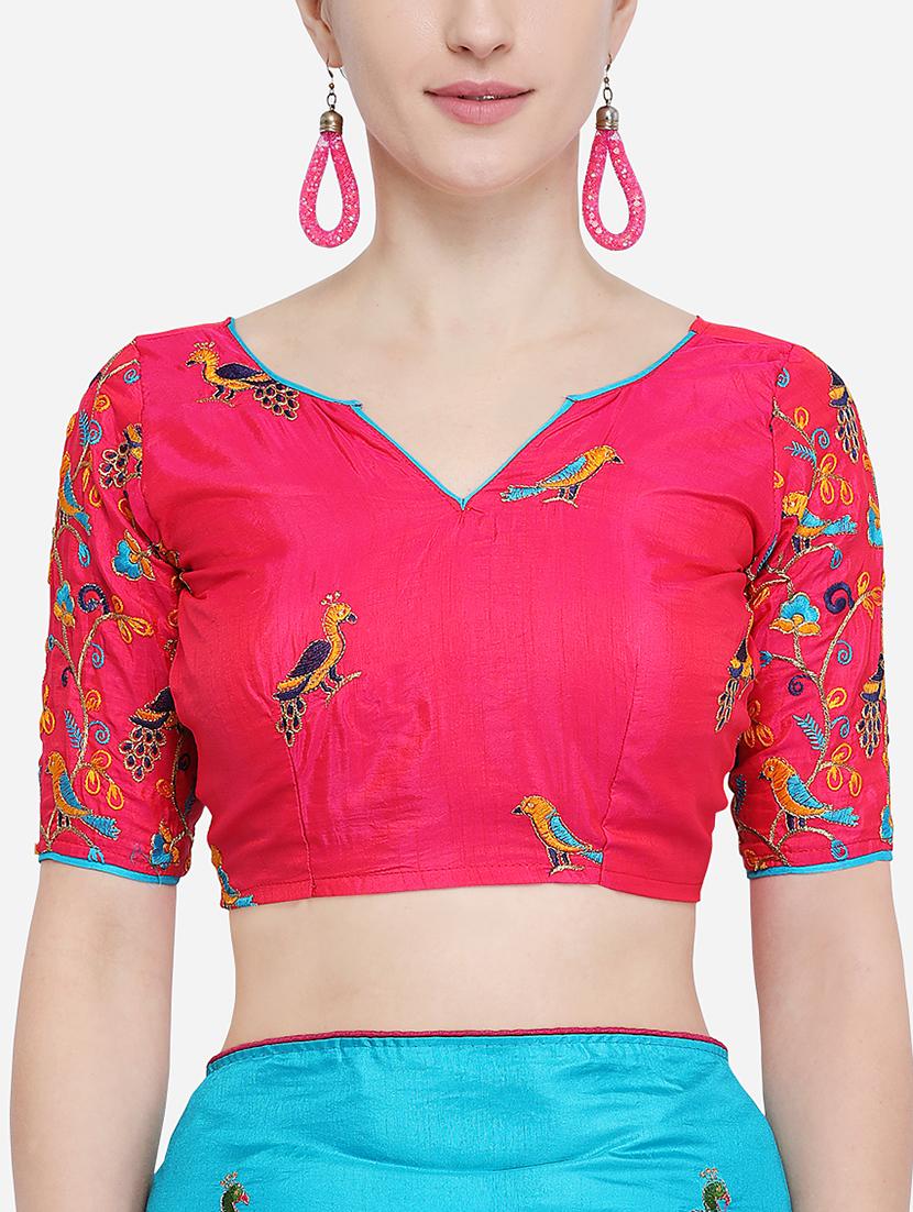 conversational sky blue embroidered saree with blouse - 15928501 - Zoom Image - 3