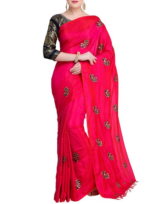 conversational pink embroidered saree with blouse - 15928507 - Standard Image - 1