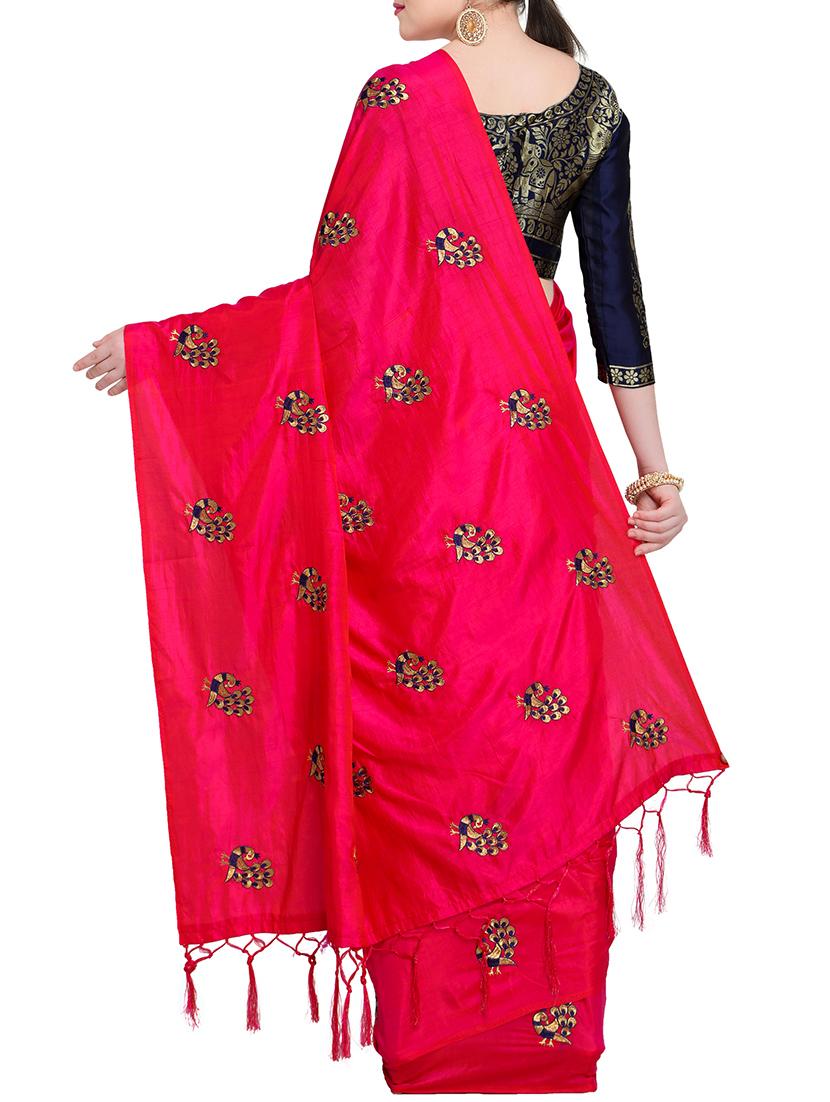 conversational pink embroidered saree with blouse - 15928507 - Zoom Image - 2