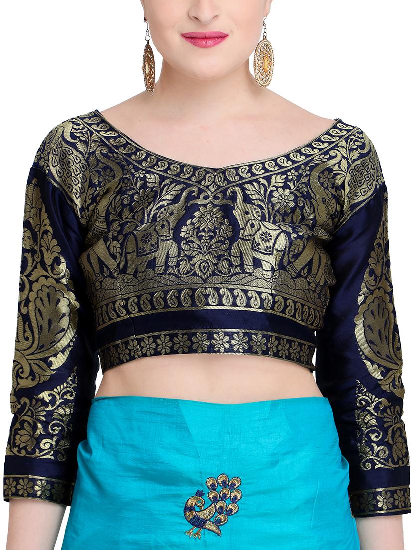conversational sky blue embroidered saree with blouse - 15928508 - Zoom Image - 3