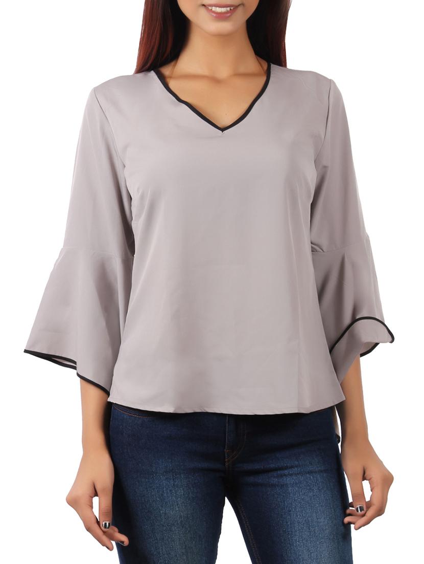 piping detail bell sleeved top - 15929401 - Zoom Image - 1