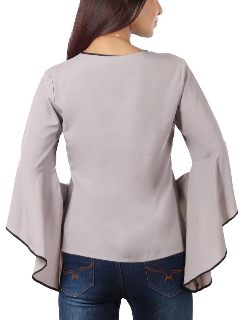 piping detail bell sleeved top - 15929401 - Zoom Image - 3