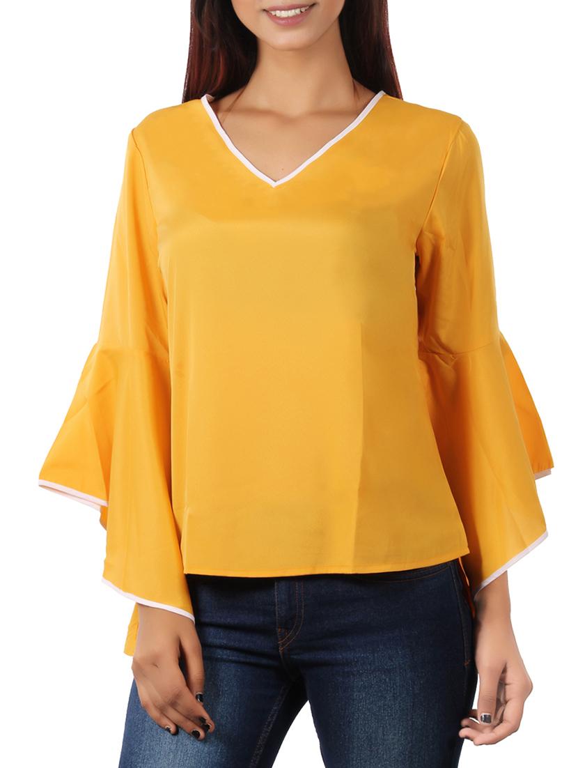 piping detail bell sleeved top - 15929402 - Zoom Image - 1