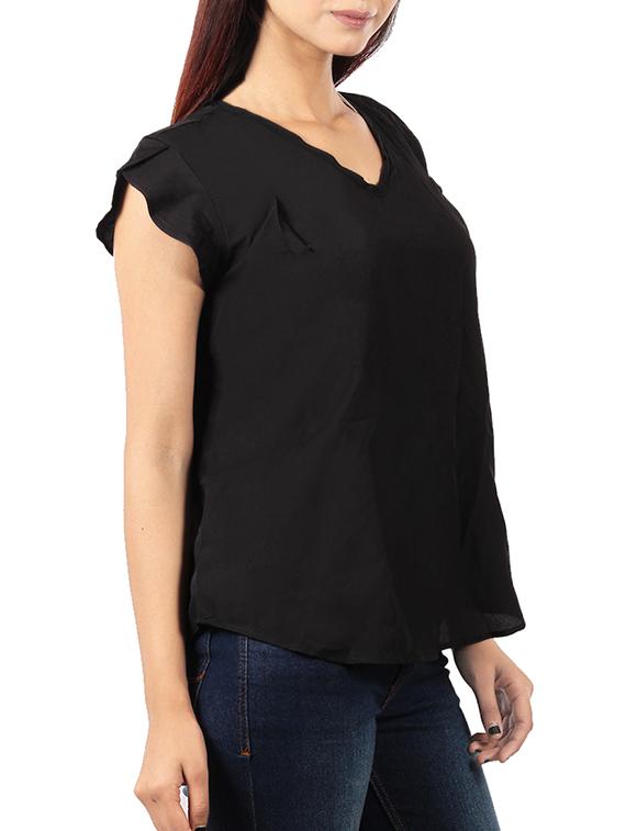 tulip sleeved curved hem top - 15929405 - Zoom Image - 2