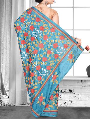 floral embroidered saree with blouse - 15929485 - Standard Image - 2