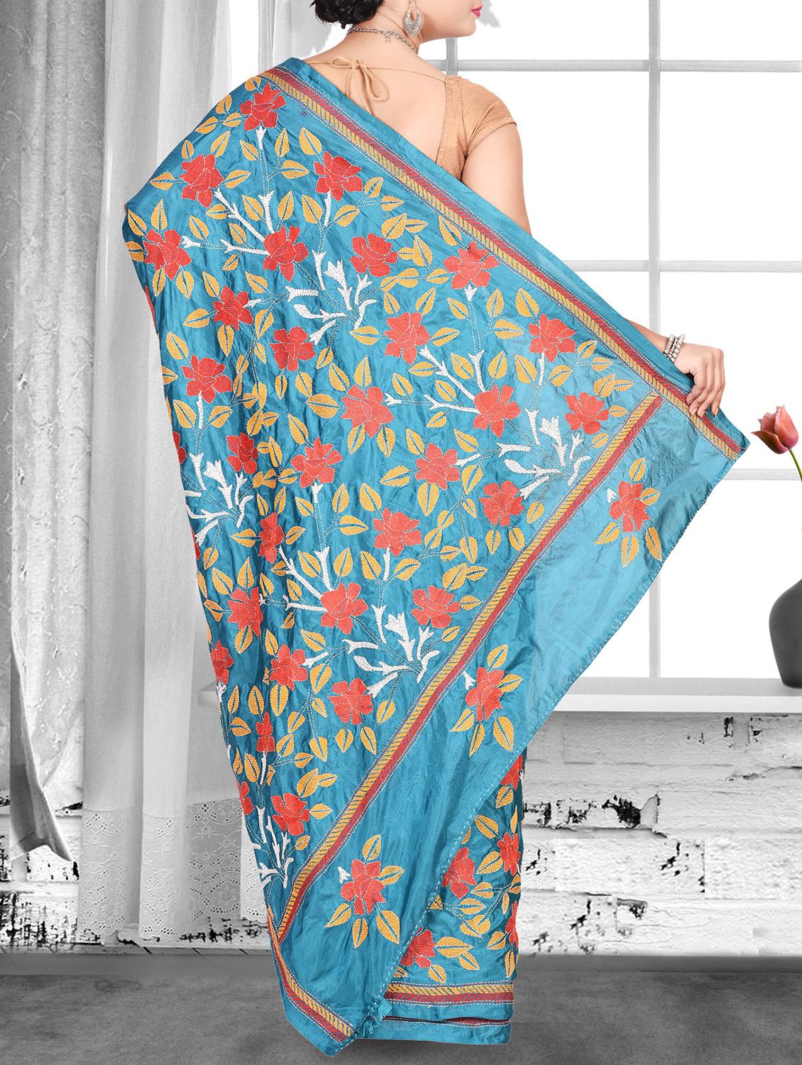 floral embroidered saree with blouse - 15929485 - Zoom Image - 2