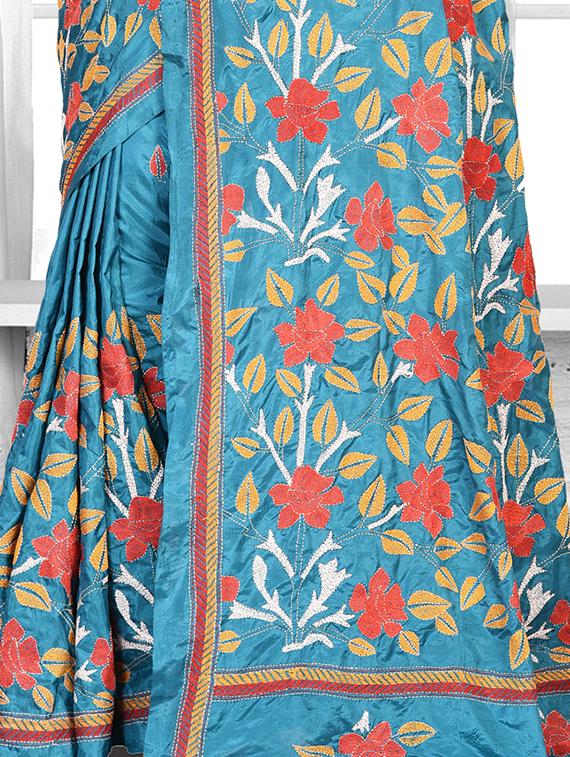 floral embroidered saree with blouse - 15929485 - Zoom Image - 3