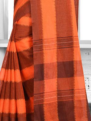striped handloom saree - 15929503 - Standard Image - 3