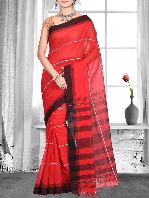 striped handloom saree - 15929508 - Standard Image - 1