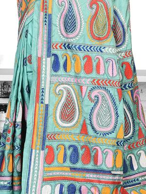 paisley motif embroidered saree with blouse - 15929555 - Standard Image - 3