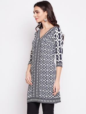 blue cotton straight kurti - 15929976 - Standard Image - 2