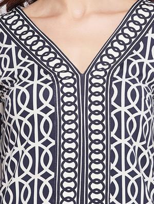 blue cotton straight kurti - 15929976 - Standard Image - 5