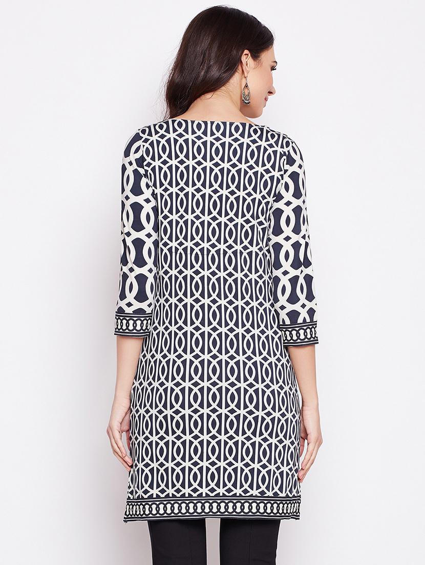 blue cotton straight kurti - 15929976 - Zoom Image - 3