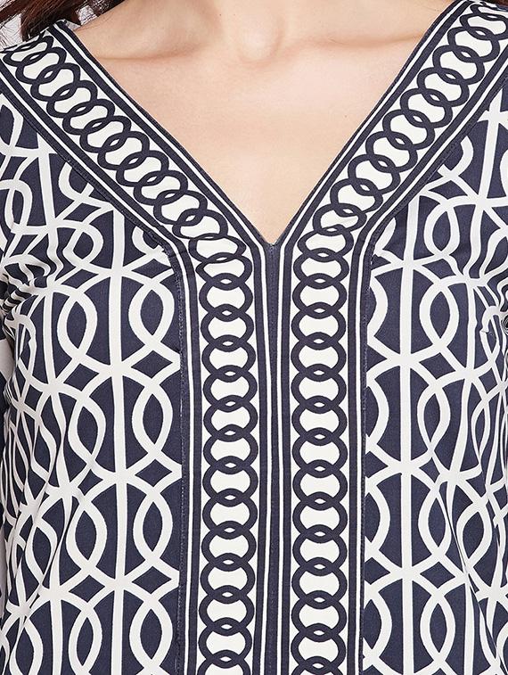 blue cotton straight kurti - 15929976 - Zoom Image - 5