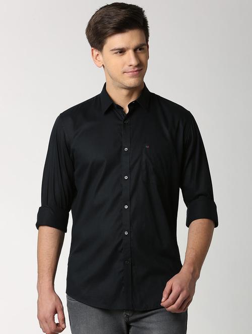 black solid casual shirt - 15930050 - Standard Image - 1