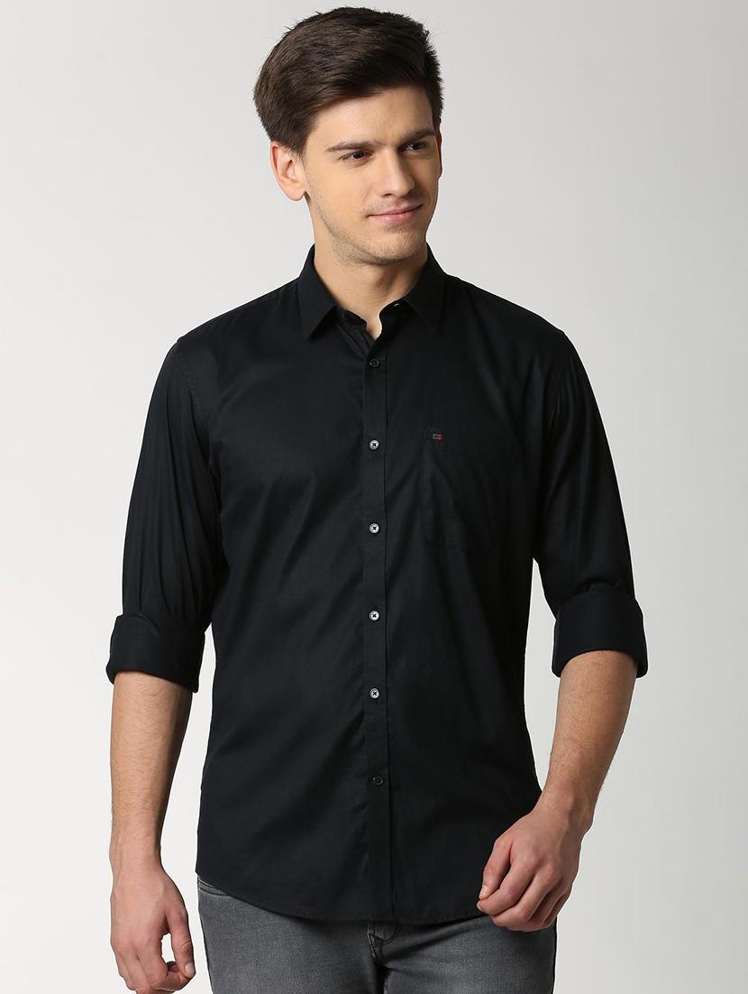 black solid casual shirt - 15930050 - Zoom Image - 1
