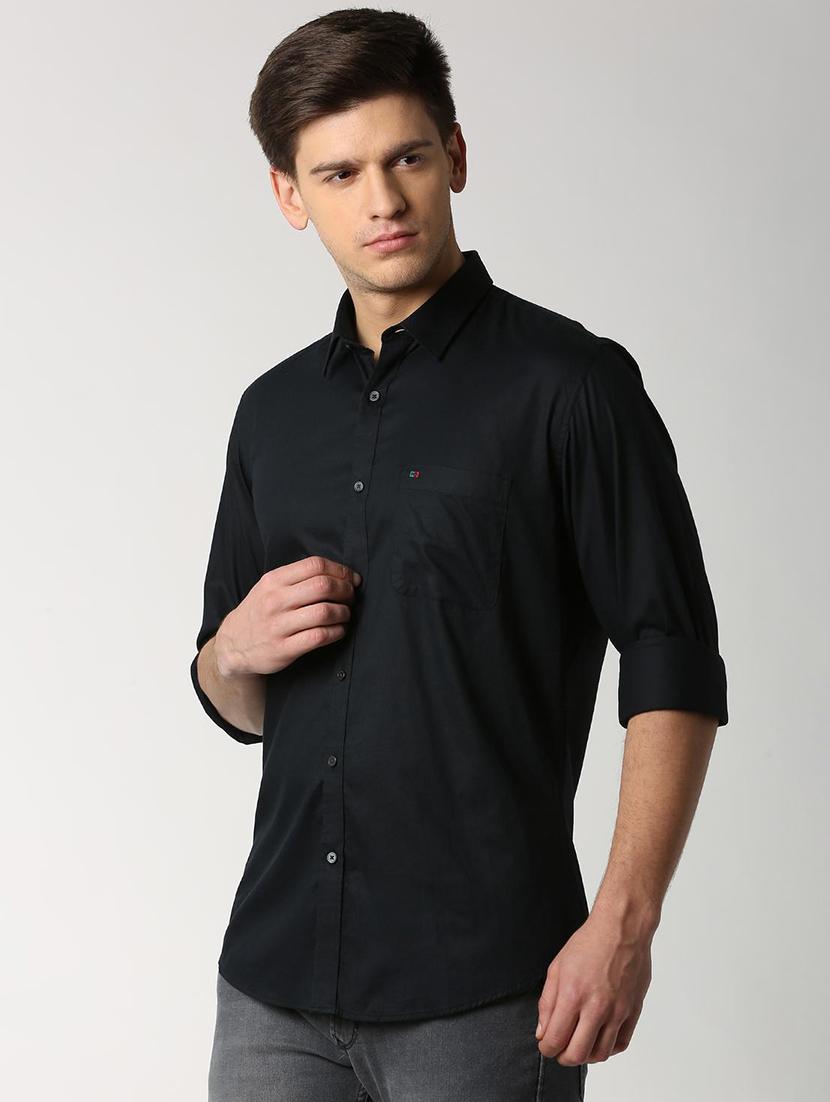 black solid casual shirt - 15930050 - Zoom Image - 2