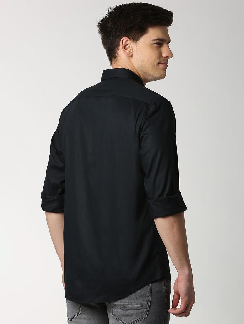black solid casual shirt - 15930050 - Zoom Image - 3