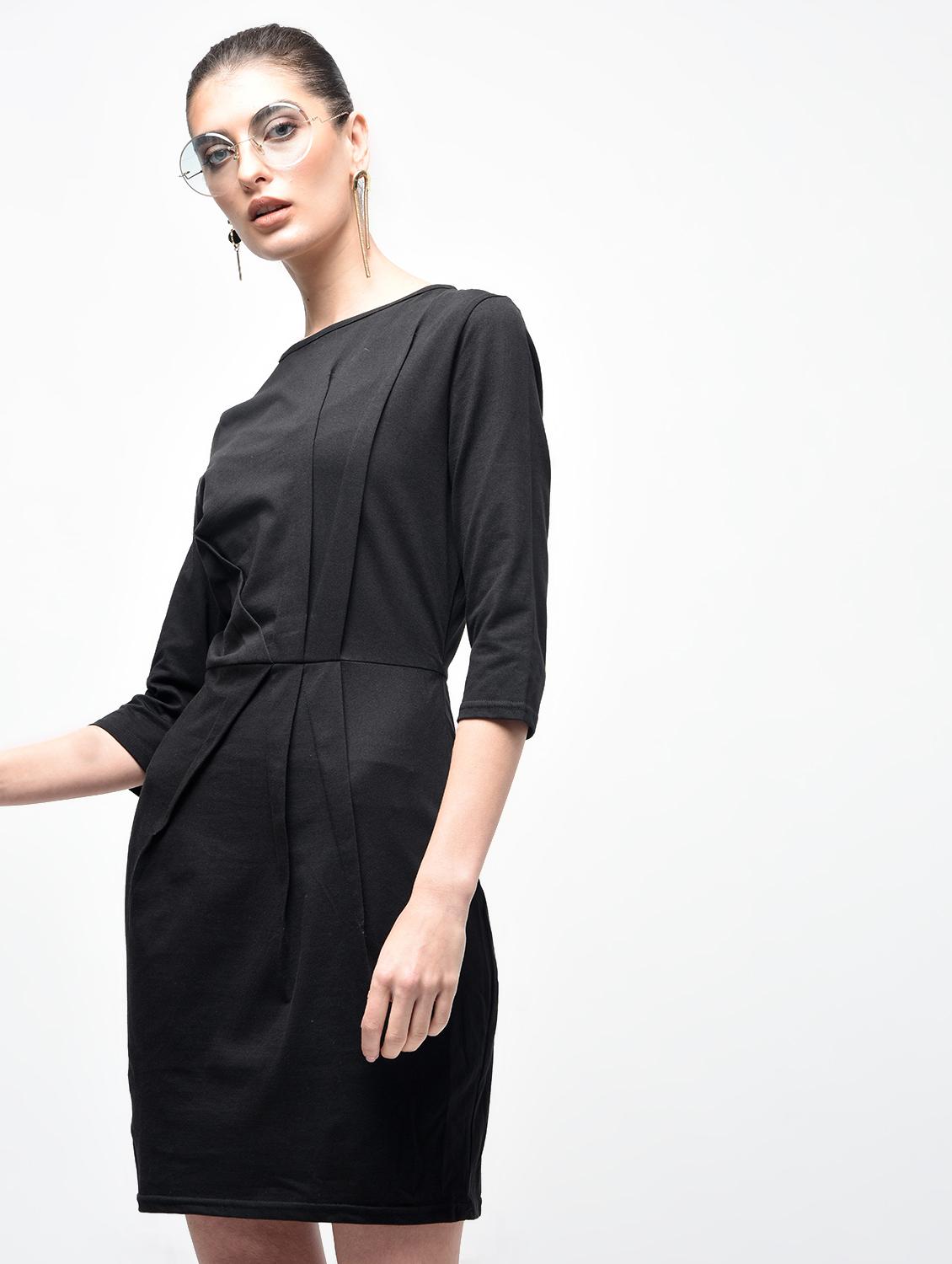 pleat detail sheath dress - 15930128 - Zoom Image - 3