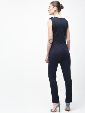 boat neck button detail jumpsuit - 15930136 - Standard Image - 3