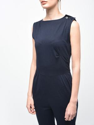 boat neck button detail jumpsuit - 15930136 - Standard Image - 5