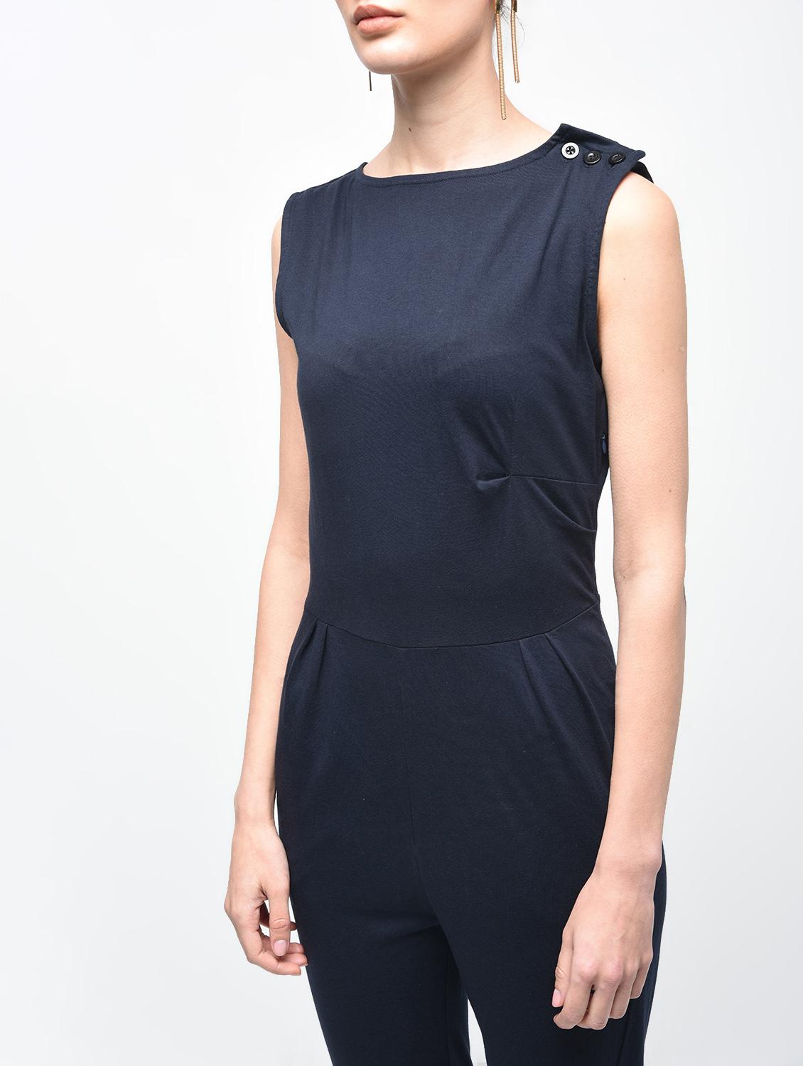 boat neck button detail jumpsuit - 15930136 - Zoom Image - 5