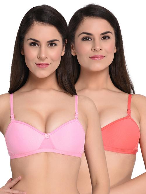 set of 2 bow patch solid bras - 15930137 - Standard Image - 1