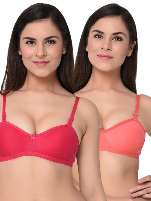 set of 2 solid bow patch bras - 15930146 - Standard Image - 1