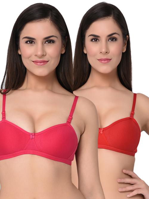set of 2 solid bow patch bras - 15930150 - Standard Image - 1