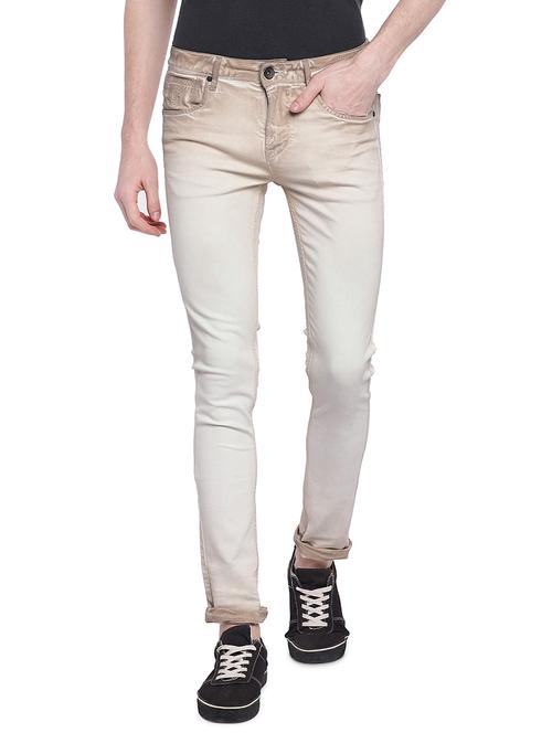 beige cotton washed jeans - 15930466 - Standard Image - 1