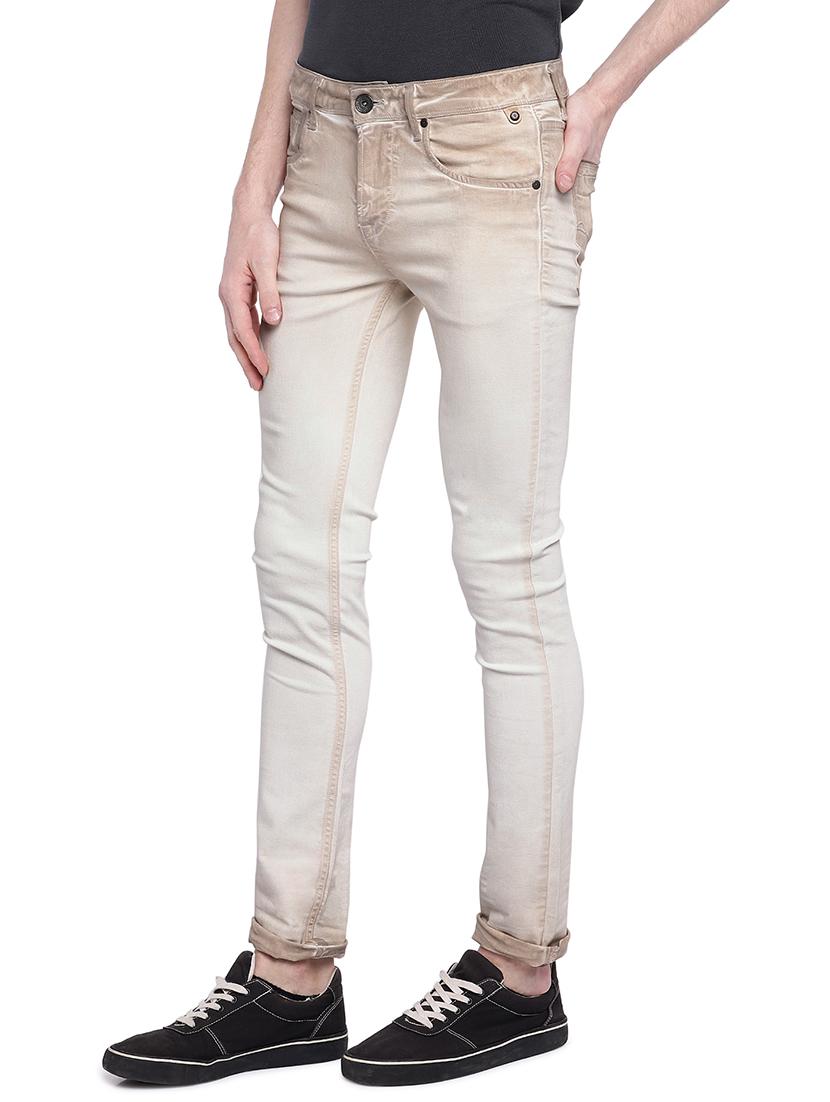 beige cotton washed jeans - 15930466 - Zoom Image - 2