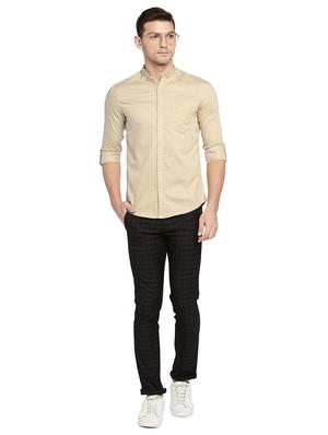 beige solid casual shirt - 15930506 - Standard Image - 4
