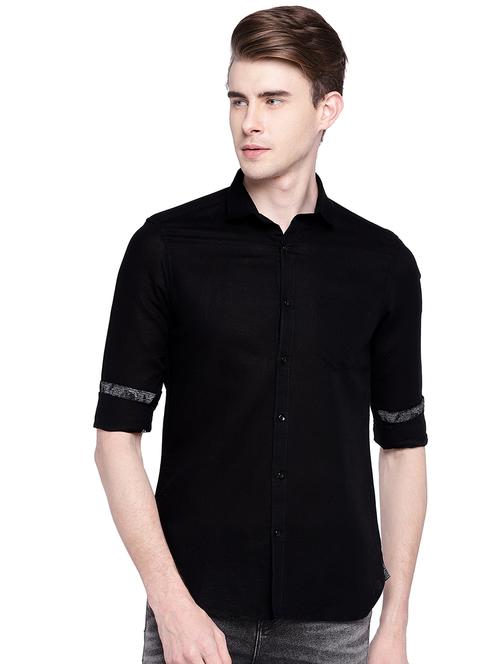 black solid casual shirt - 15930519 - Standard Image - 1