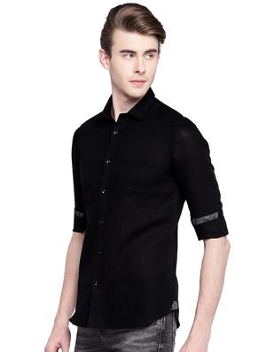 black solid casual shirt - 15930519 - Standard Image - 2