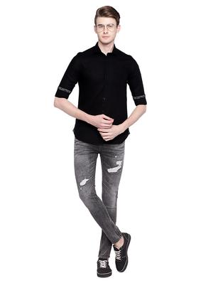 black solid casual shirt - 15930519 - Standard Image - 4