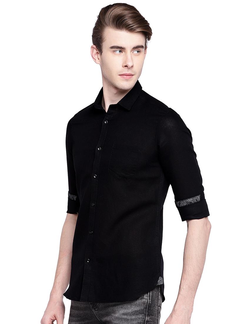black solid casual shirt - 15930519 - Zoom Image - 2