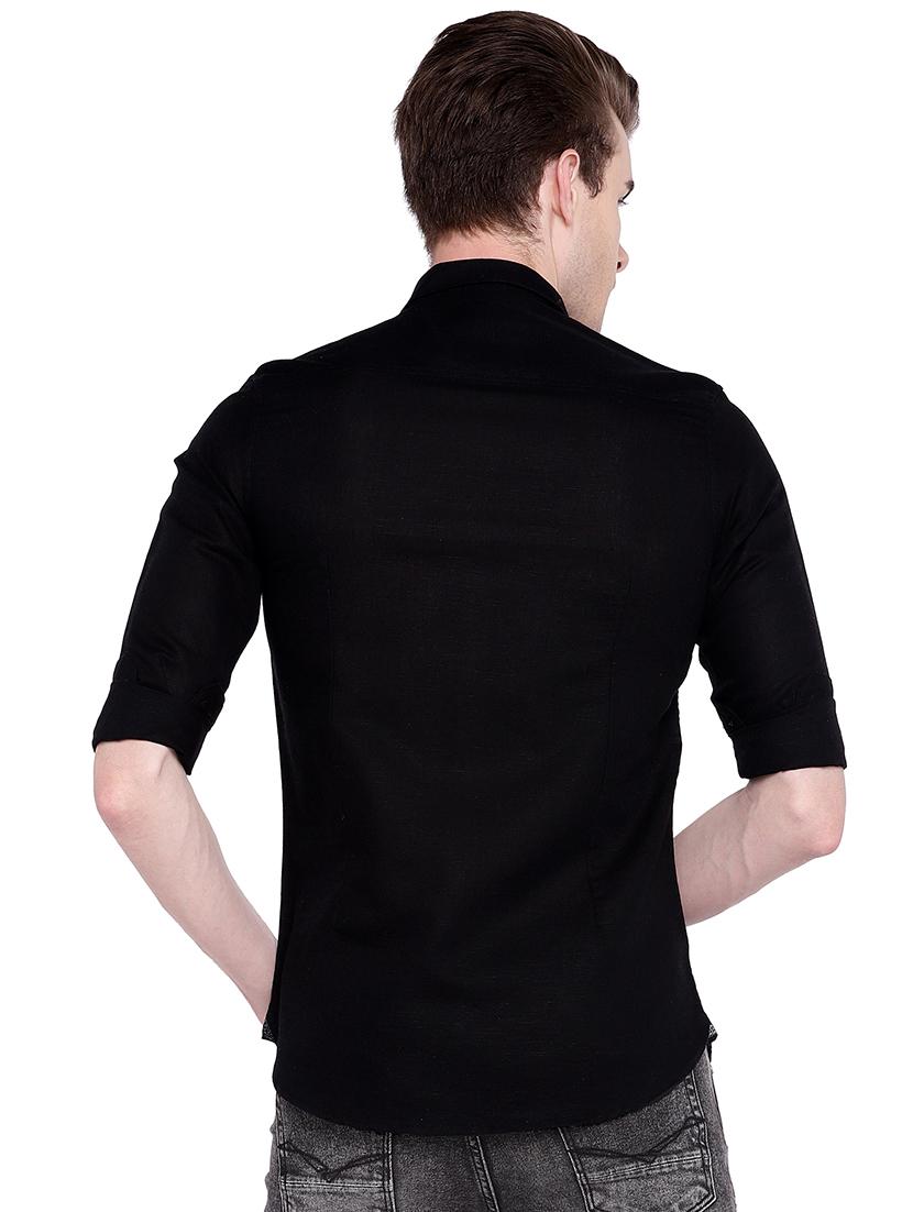 black solid casual shirt - 15930519 - Zoom Image - 3
