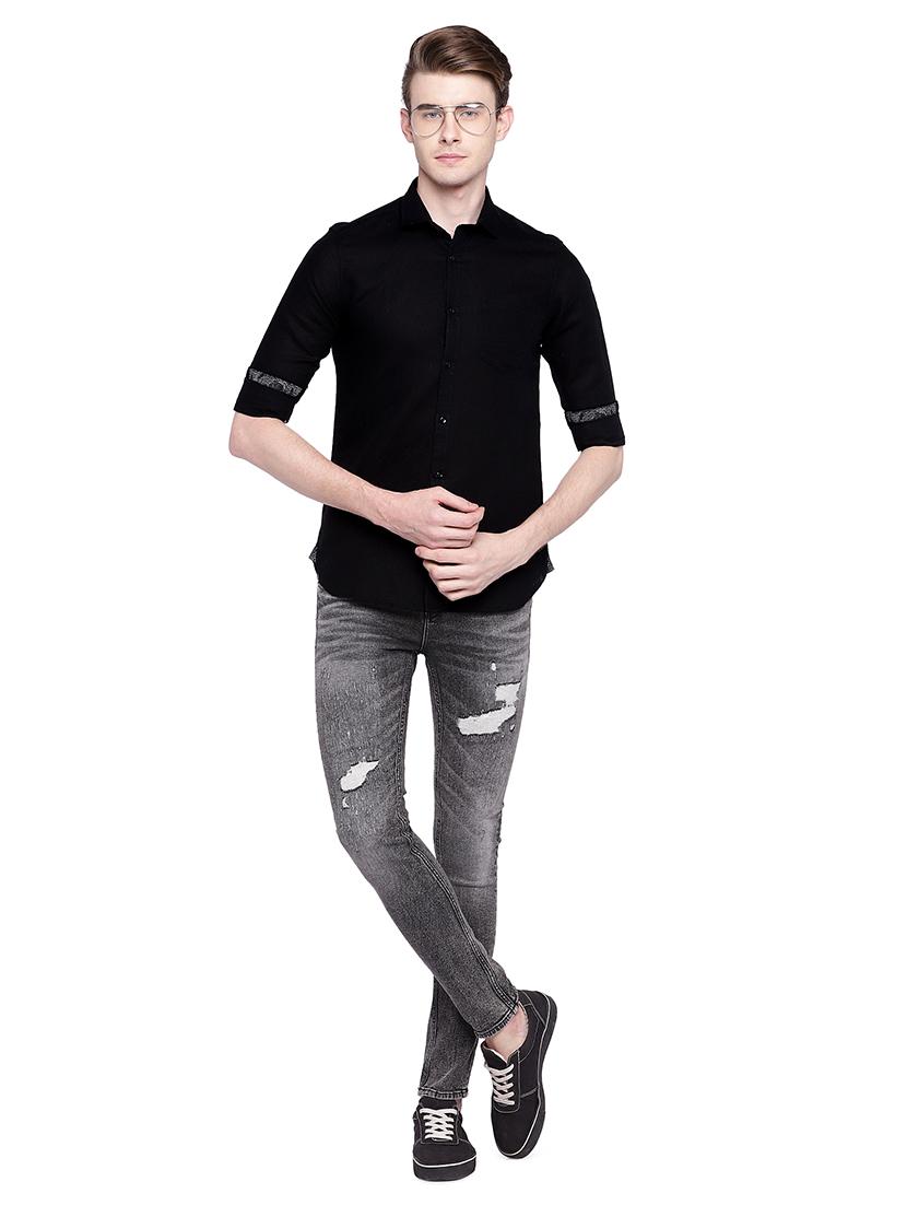 black solid casual shirt - 15930519 - Zoom Image - 4