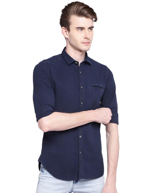 blue cotton casual shirt - 15930559 - Standard Image - 1