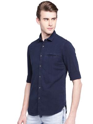 blue cotton casual shirt - 15930559 - Standard Image - 2