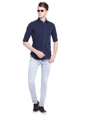 blue cotton casual shirt - 15930559 - Standard Image - 4
