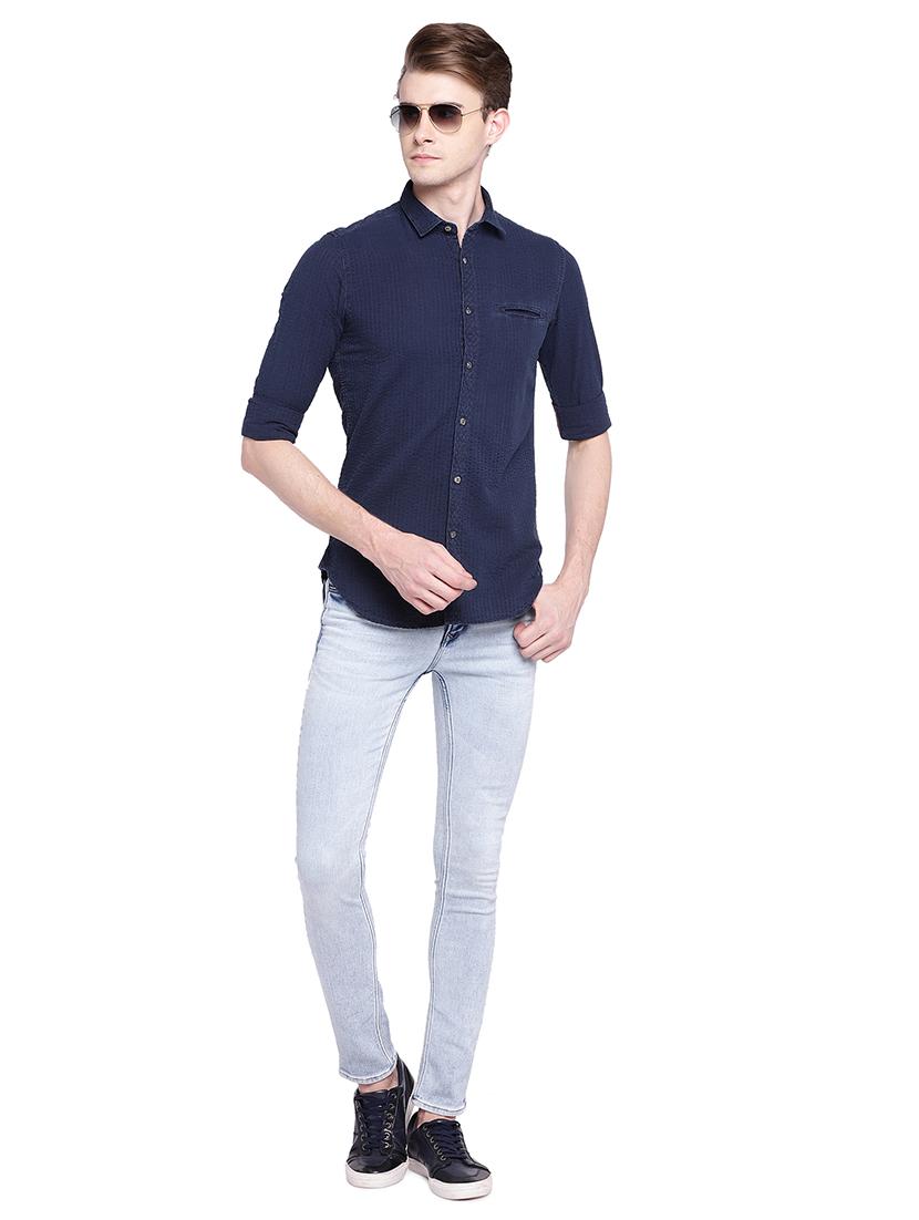 blue cotton casual shirt - 15930559 - Zoom Image - 4