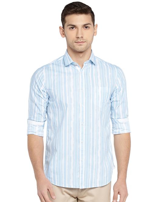 blue striped casual shirt - 15930572 - Standard Image - 1