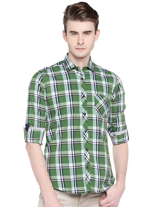 green checkered casual shirt - 15930589 - Standard Image - 1