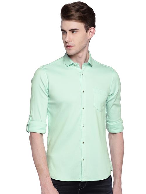 green solid casual shirt - 15930602 - Standard Image - 1