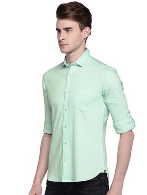 green solid casual shirt - 15930602 - Standard Image - 2