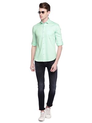 green solid casual shirt - 15930602 - Standard Image - 4